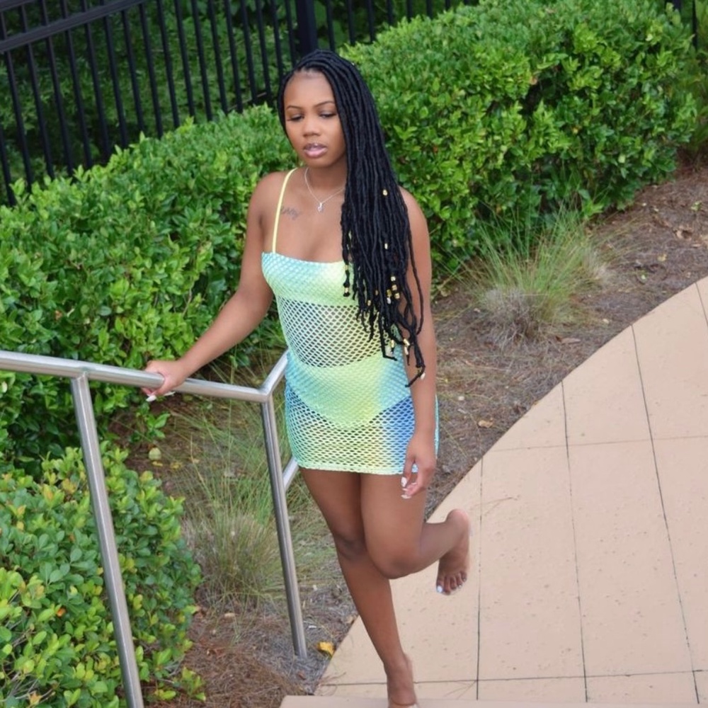 Blue Green Mesh Dress